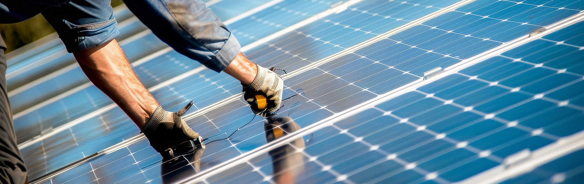 A view of a rooftop with solar panels.